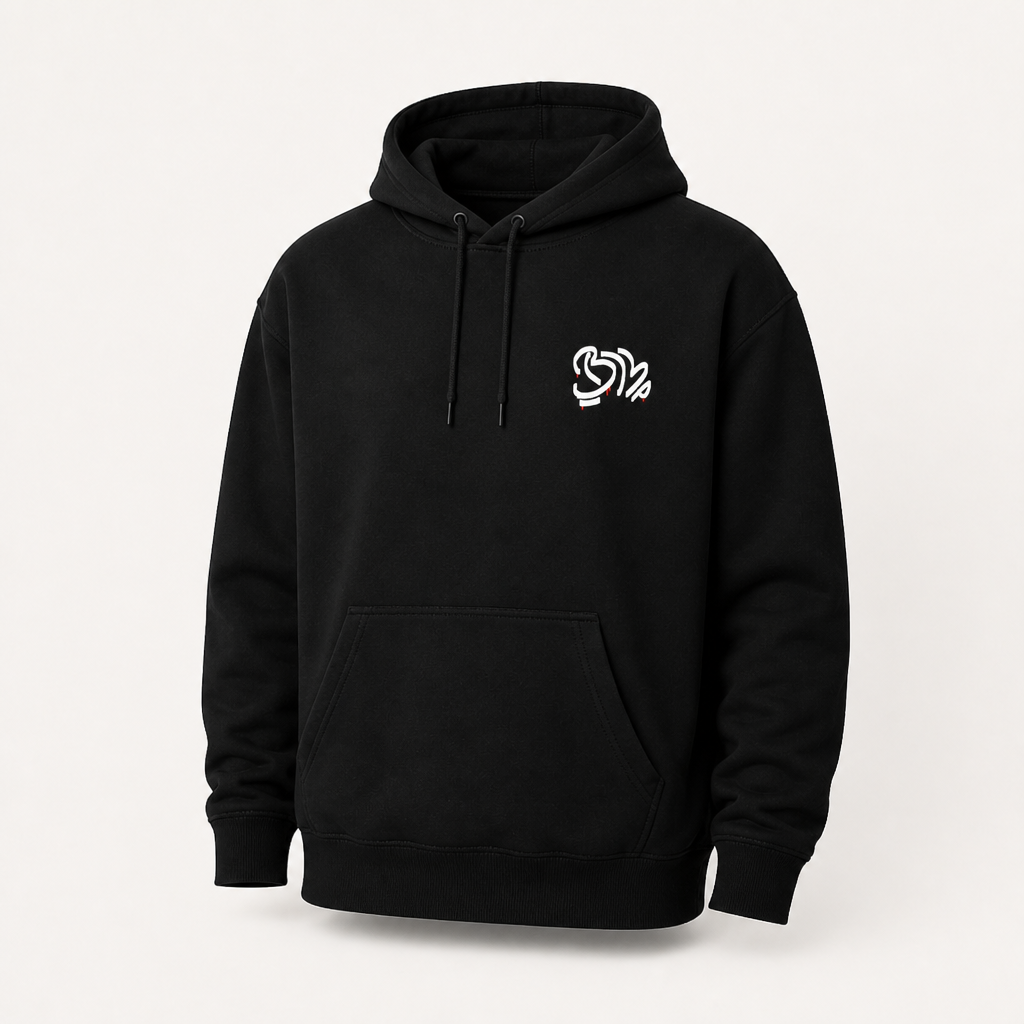 Black hoodie, front
